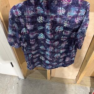 Tommy Bahama Navy Floral Short Sleeve Shirt with Teal & Pink Accents